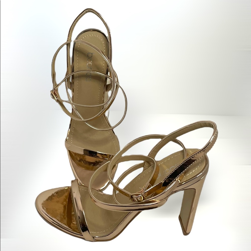 ✨BOOHOO Rose Gold 🌹Strappy Heels 👠 Size 8